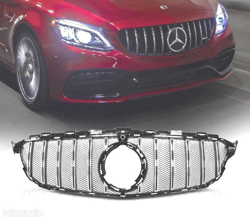 GRELHA PARA MERCEDES W205 18- LOOK AMG GTR PRETO CROMO - 1
