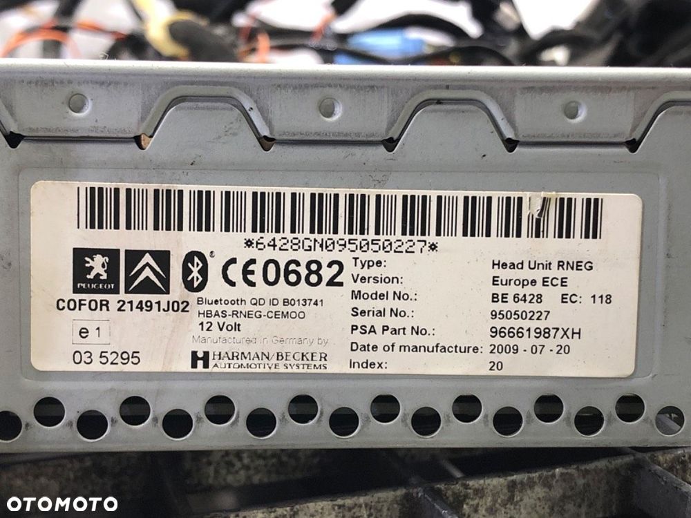 RADIO NAWIGACJA ANTENA WYŚWIETLACZ ZESTAW  PEUGEOT 308 I (4A_, 4C_) 2007 - 2016 1.6 16V 88 kW [120 - 7