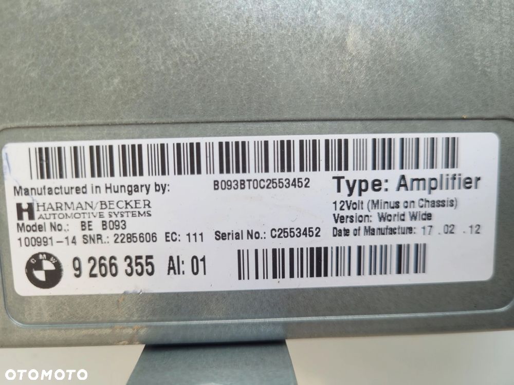 WZMACNIACZ SYSTEMU HIFI BMW F10 9266355 - 2