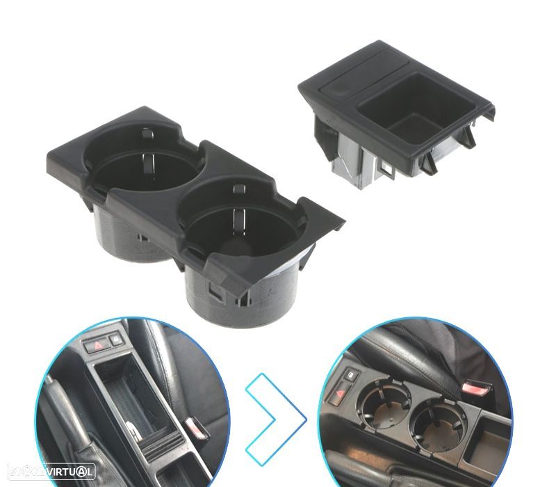 SUPORTE DE COPOS E MOEDAS PARA BMW E46 - 1
