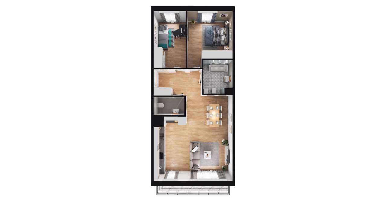 3-pokojowe mieszkanie 69m2 + balkon - Pełny obrazek: 2/23
