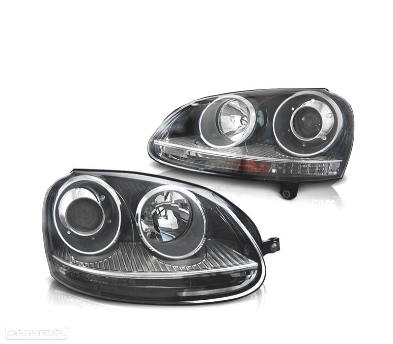 FARÓIS FRONTAIS XENON D2S VOLKSWAGEN VW GOLF 5 V FUNDO PRETO - 1