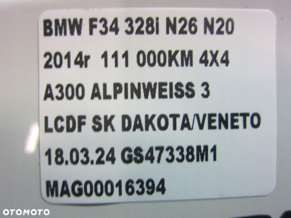 BMW F34 GT LUSTERKO PRAWE Z WKŁADEM A300 ALPINWEISS 3 5P USA EUROPA 7291532 - 16