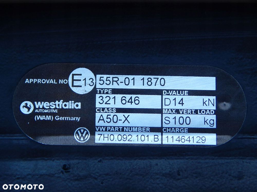 vw t5 lift multivan hak holowniczy westfalia instalacja 7h0092101b - 6