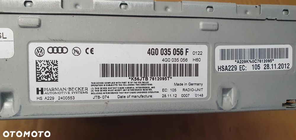 Moduł tuner radia HARMAN BECKER Audi A4 B8 A5 4G0035056 4G0035056F - 6
