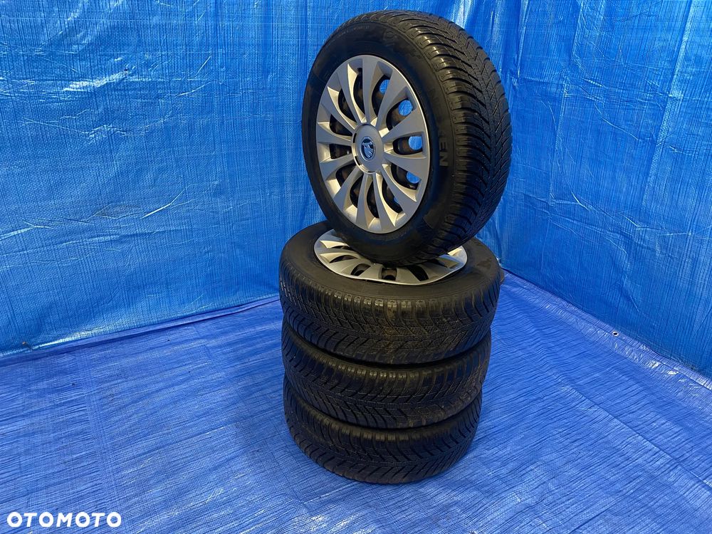 KOŁA 15 KOŁO FELGA STALOWE 6J x 15" 5X100; 57,1mm ET38 KOMPLET ; KOŁPAKI SKODA OE ; OPONY WIELOSEZONOWE NEXEN; SKODA RAPID FABIA OCTAVIA SKALA ; VW ; SEAT ; AUDI ITP. - 5
