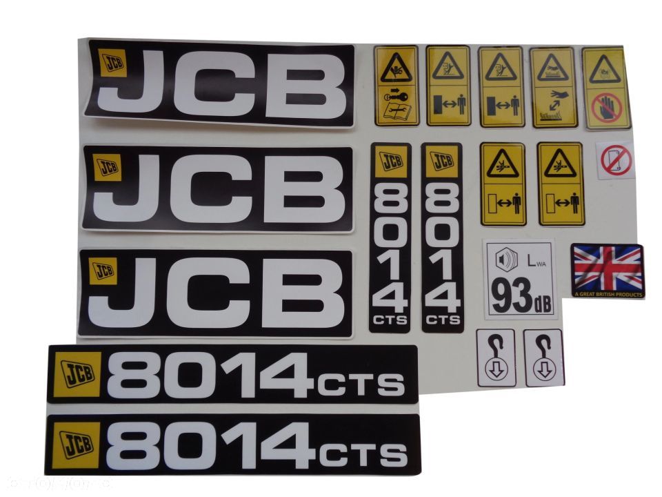 Komplet naklejek naklejka nalepka nalepki JCB 8014 minikoparka JCB Koparka JCB premium   JCB wlepa - 1