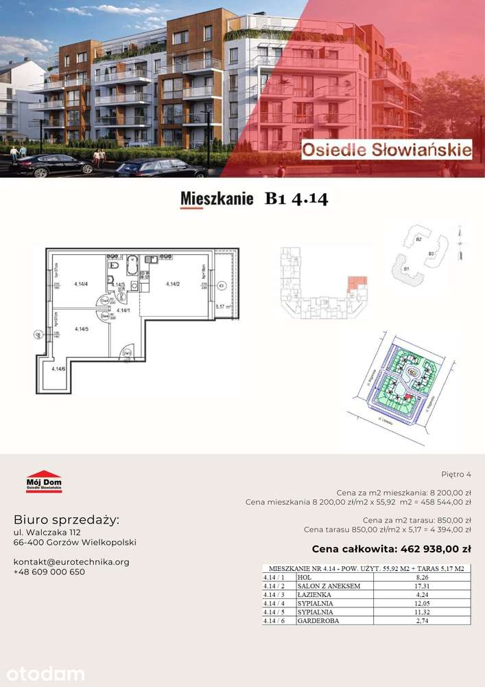 Mieszkanie na sprzedaż, 3 pokoje, 56 m², Gorzów Wielkopolski