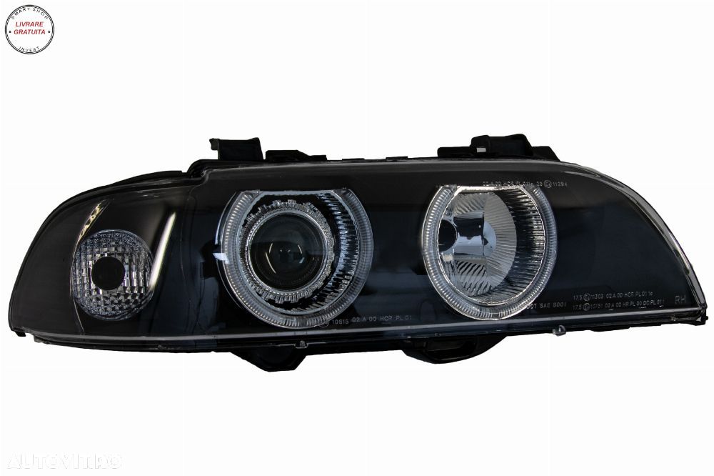 Faruri Angel Eyes BMW Seria 5 E39 Sedan Touring (1996-2003) Editie Negru Gri- livrare gratuita - 2