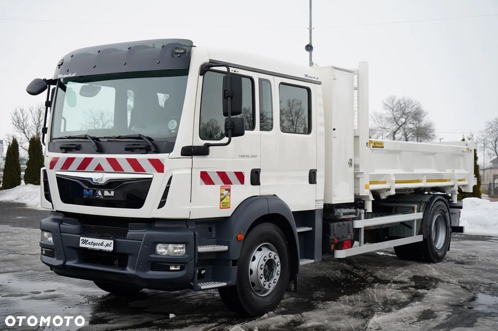MAN TGM 18.340 / 4X2 / 3 STRONNA WYWROTKA / HYDROBURTA / BRYGADÓWKA 7 MIEJSC / BORDMATIC - 10
