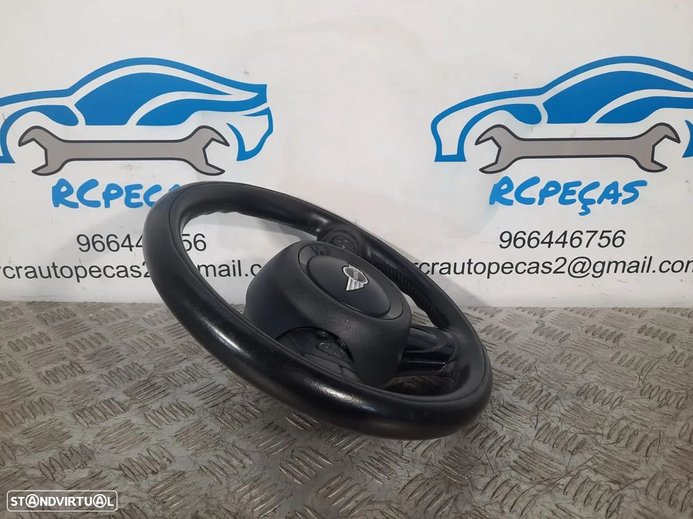 VOLANTE GUIADOR COMPLETO MINI COOPER R56 R57 CABRIO R60 LCI PELE MULTIFUNÇÕES AIRBAG PRETO PIANO ORIGINAL - 10