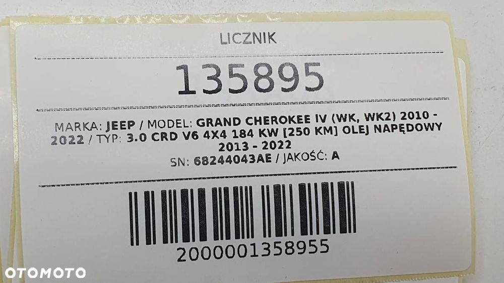 LICZNIK ZEGARY JEEP GRAND CHEROKEE IV WK2 3.0 CRD EU 68244043AE - 6