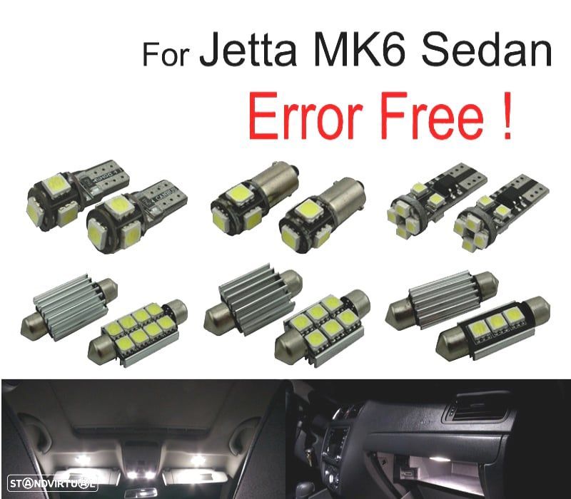 KIT COMPLETO 13 LAMPADAS LED INTERIOR PARA VOLKSWAGEN VW JETTA 6 MK6 MK VI SEDAN 11-18 - 1
