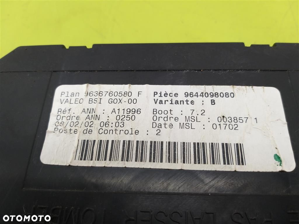 Moduł BSI Sterownik Peugeot 307 I 2001-2005 VALEO 9636760580F 9644098080 - 6