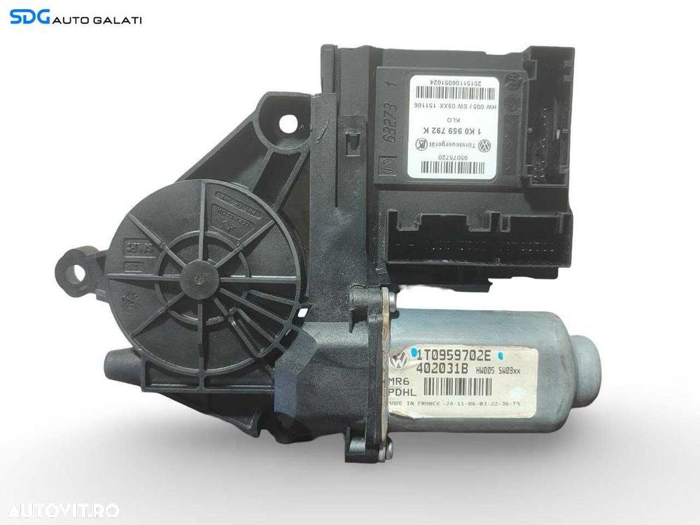 Motoras Macara Electrica pentru Geam Sticla Usa Portiera Dreapta Fata Skoda Octavia 2 2004 - 2013 Cod 1T0959702E, 1K0959792K [A1011] - 1