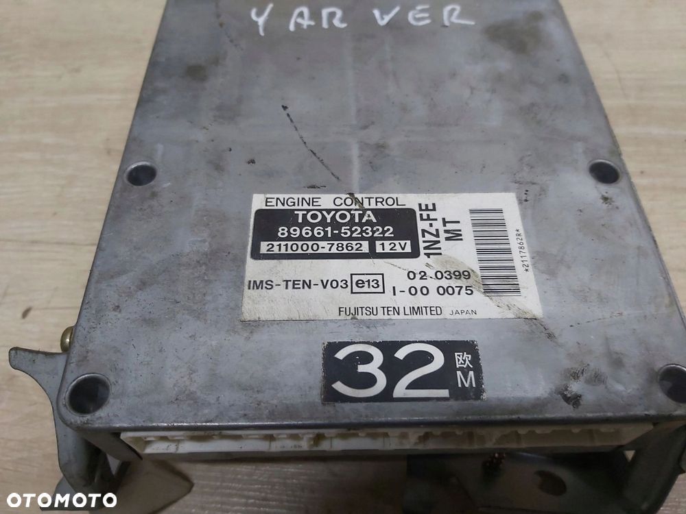 Toyota Yaris Verso komputer sterownik silnika 1,3 vvti 1NZ 89661-52322 - 2