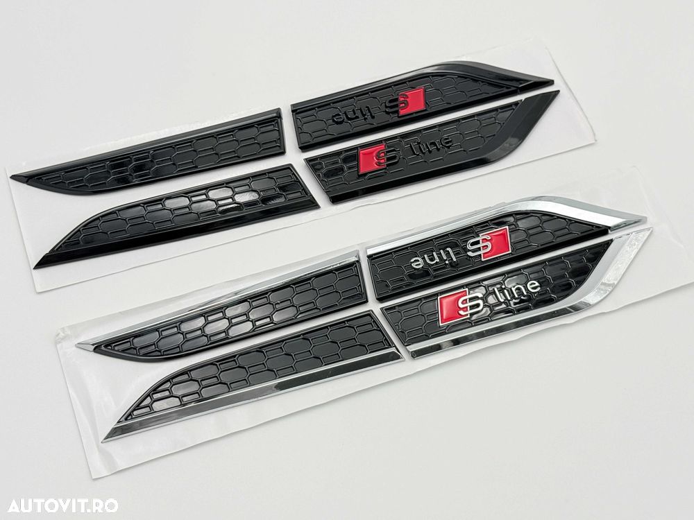 Set Embleme Compatibile Audi A5 S-line F05 aripa/usa crom/negru - 2