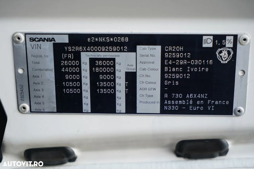 Scania R 730 / V8 / 6x4 / DMC: 180.000 KG / RETARDER / EURO 6 / - 35
