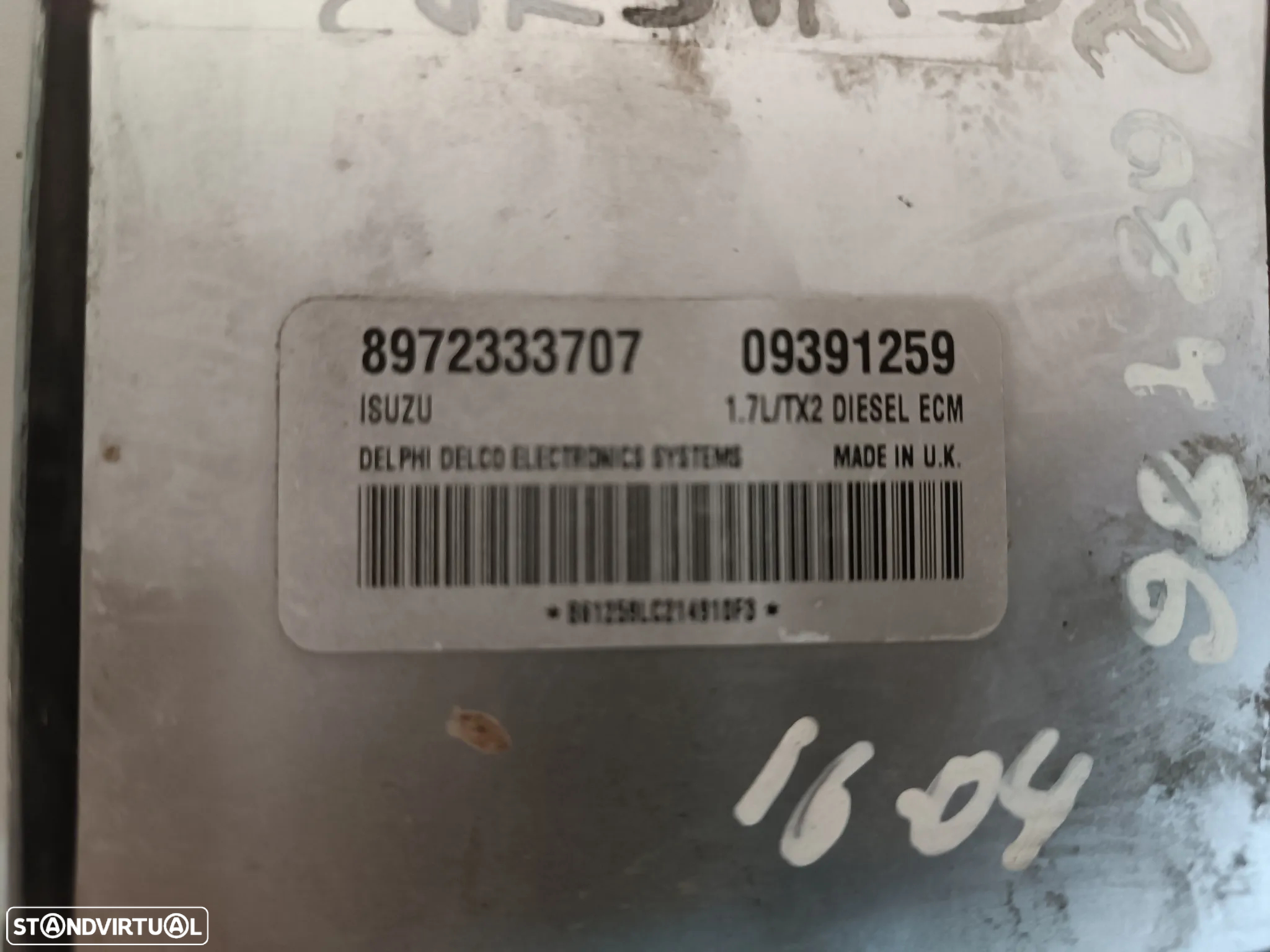 CENTRALINA DO MOTOR OPEL CORSA C 1.7DTI 09391259 8972333707 - 2