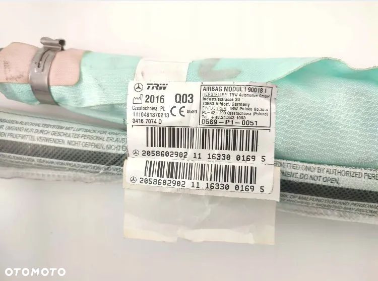 MERCEDES W205 COUPE PODUSZKA AIRBAG KURTYNA LEWA okazja WARTO sprawdź Raz2 !!! DESKA PAS PASY AIR BAG FOTELA W FOTEL - 2