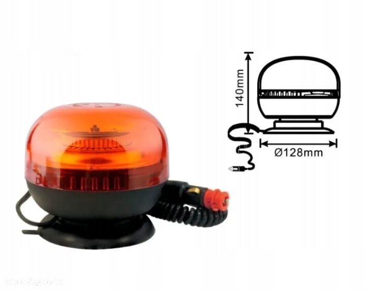 lampa błyskowa ostrzegawcza smooth 45x led na magnes, 2 tryby błysku - 4
