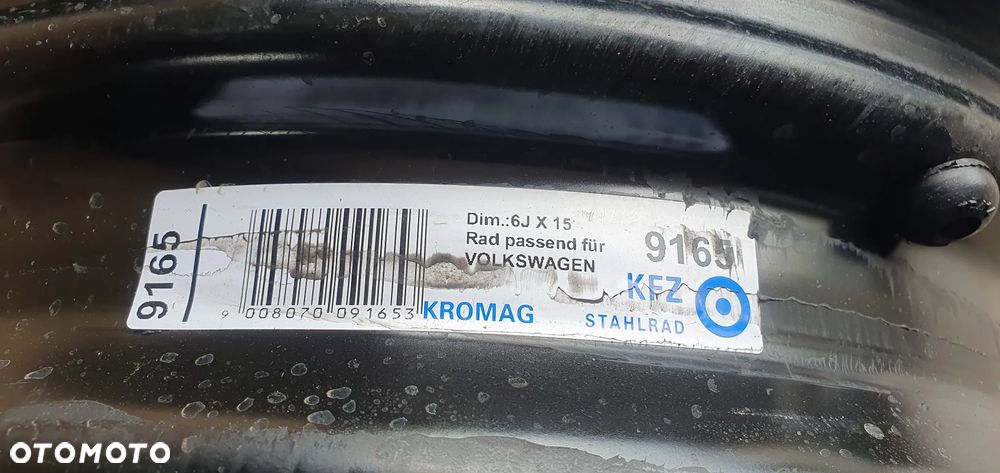 Felgi stalowe koła VW 5x112 6J ET47 16" R16 VW Caddy III 1K0601027C - 17