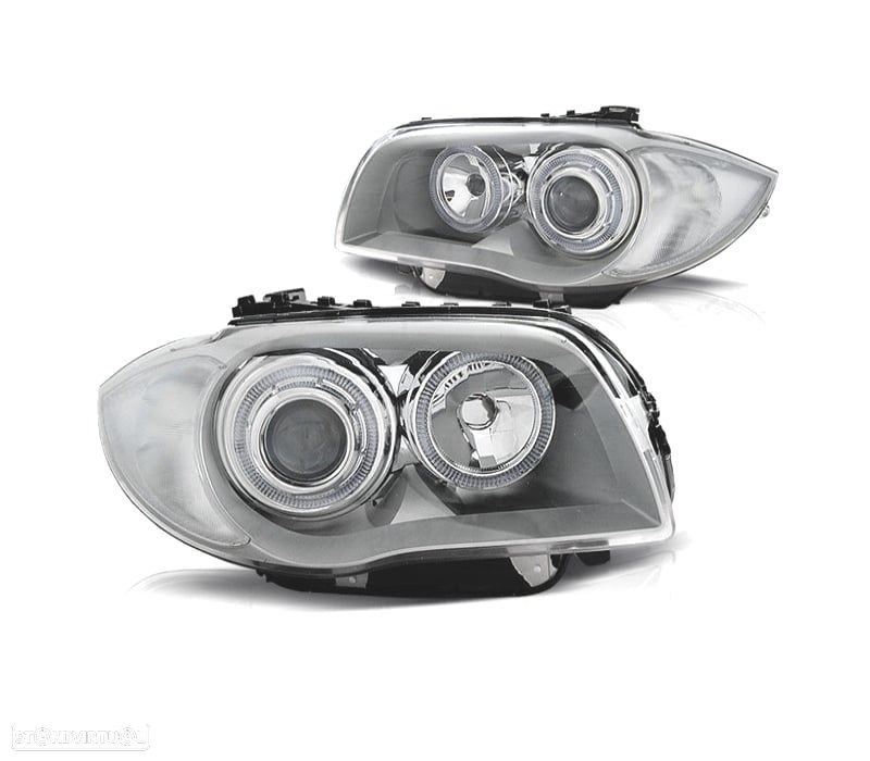 FARÓIS ANGEL EYES PARA BMW 1 E81 E87 04-11 CROMADO CCFL - 1
