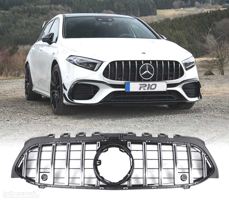 GRELHA FRONTAL MERCEDES CLASE A W177 LOOK AMG GT PRETO CROMO - 1