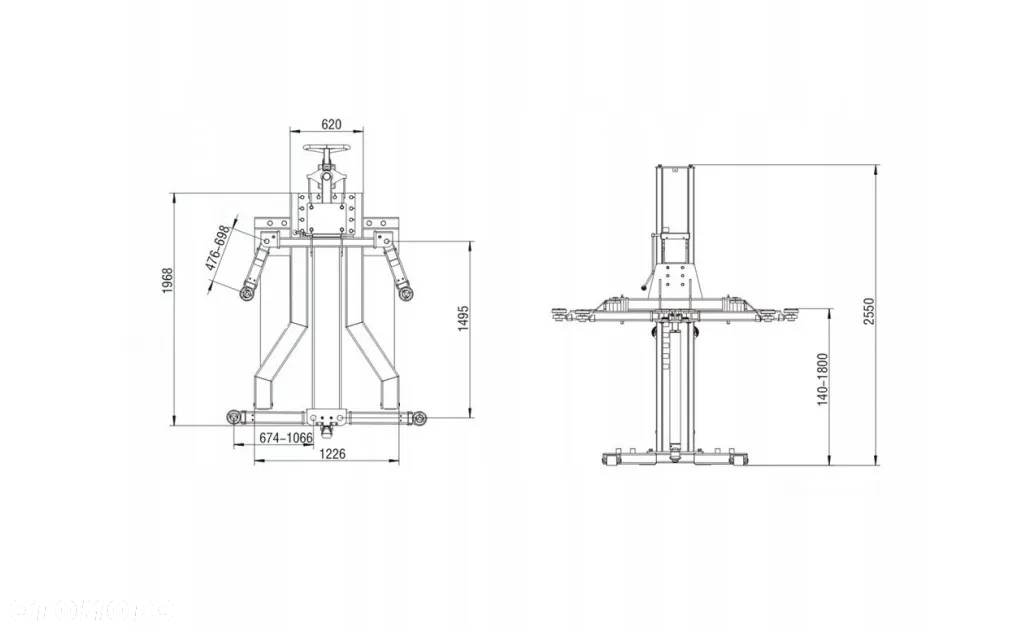 Podnośnik warsztatowy serwisowy jednokolumnowy 2,7T P1-2700 NORMET - 9