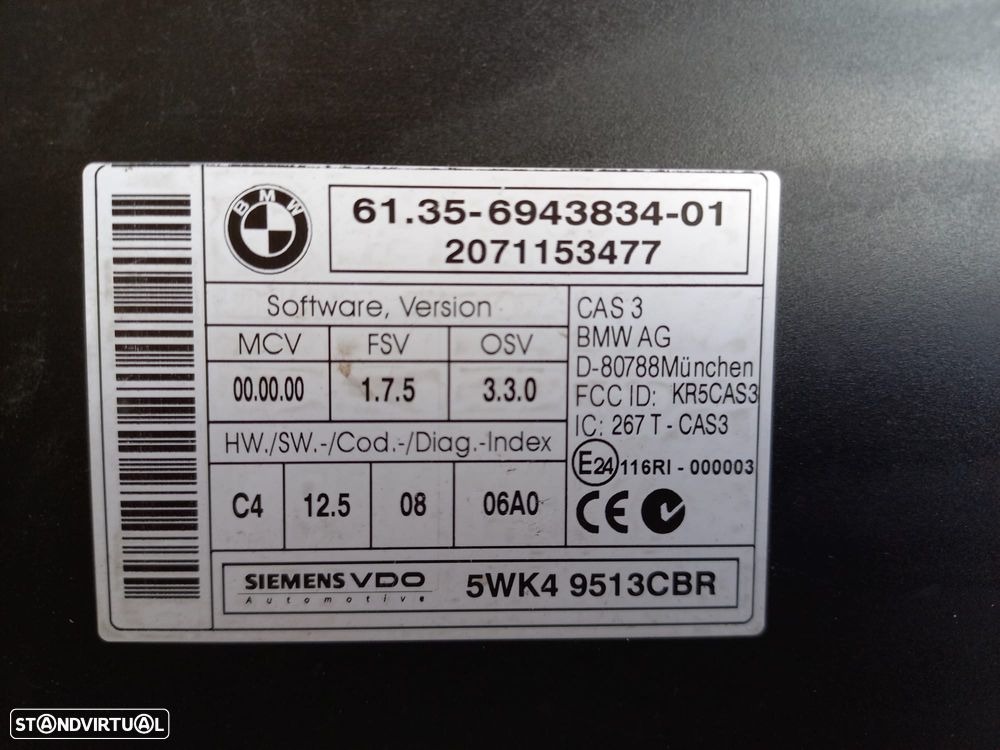 MODULO ELETRÓNICO CONFORT ORIGINAL 61356943834 6943834 5WK49513CBR BMW SERIE 3 E93 E92 E91 E87 E81 - 4