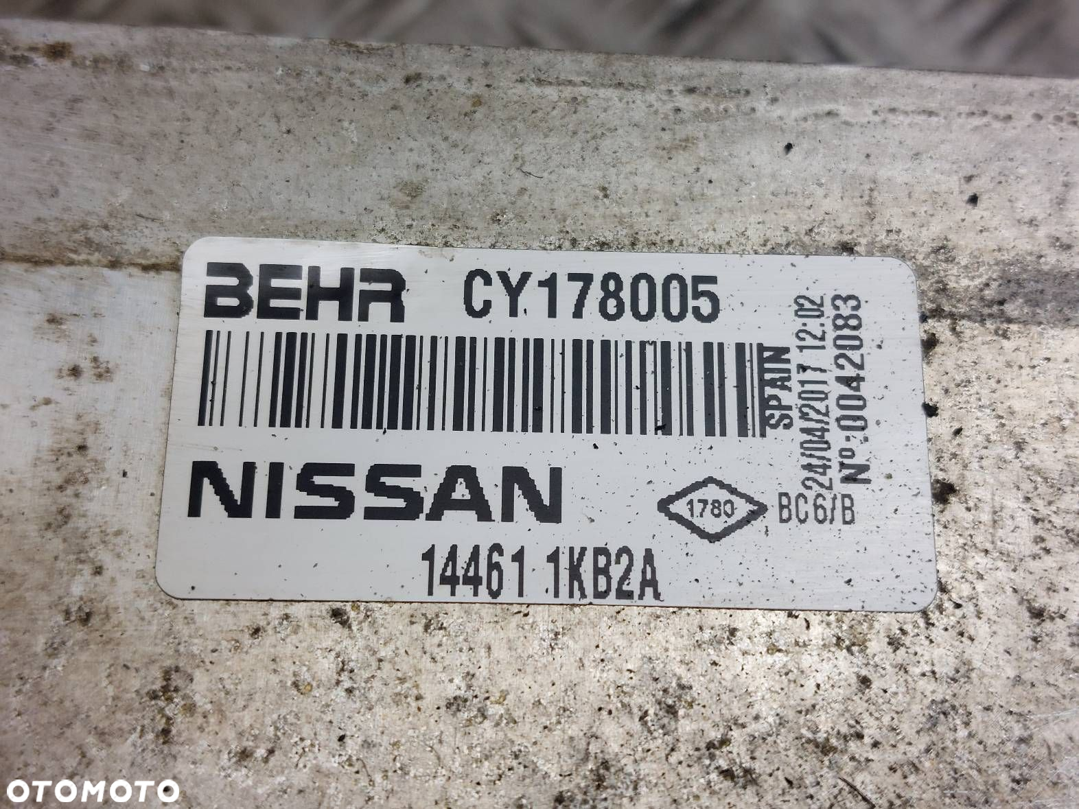 CHŁODNICA POWIETRZA INTERCOOLER NISSAN PULSAR C13 1.5 DCI 144611KB2A - 2