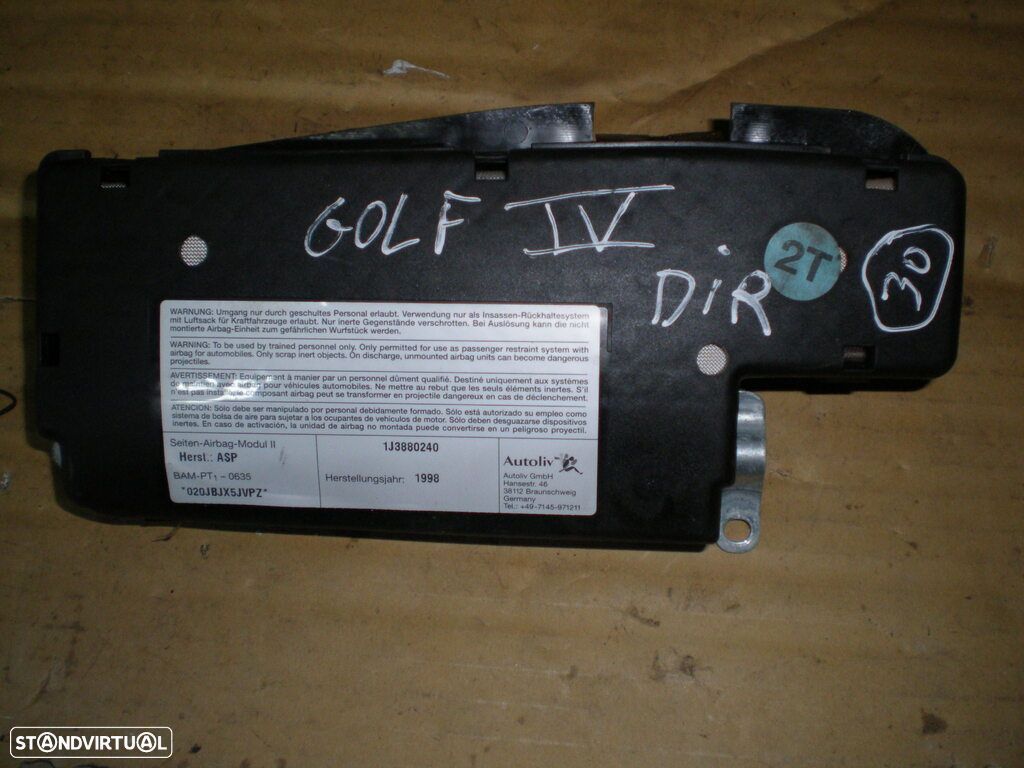 Airbag Banco 1J3880240 VW GOLF 4 1998 DRT VW NEW BEETLE 1999 2.0 I 115CV 3P PRETO FD - 1