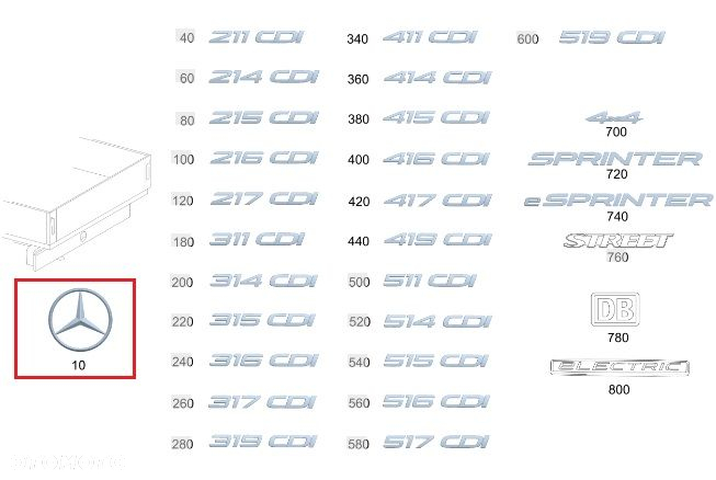 MERCEDES SPRINTER 906 907 910 Gwiazda emblemat tyl ORYGINAL - 2