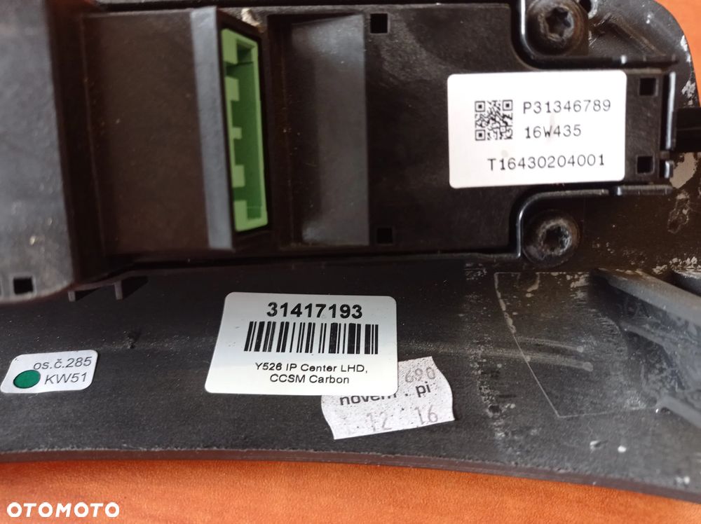 Panel sterowania klimatyzacją ramka konsol Volvo XC90 31417193 T16430204001 P31346789 - 1
