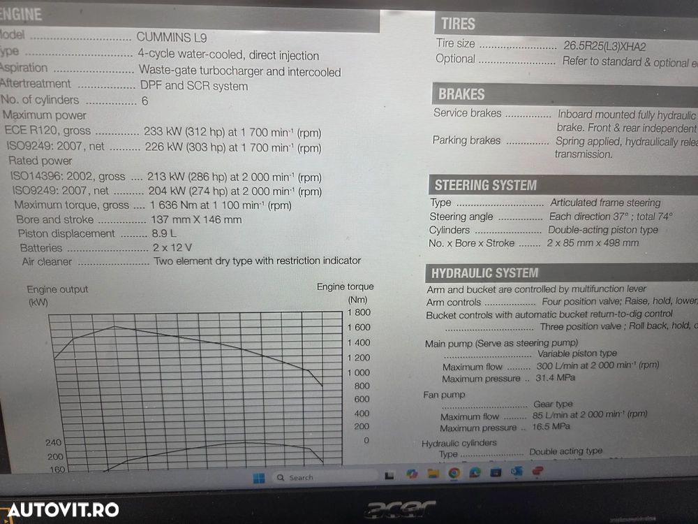 Hitachi ZW310-6, 2020, 6.209ore, CUPA 5mc, CUPLA RAPIDA, virare cu JOYSTICK, Masa operationala 28tone, anv MICHELIN 70%-ok, Gresare automata, camera spate, CANTAR, aer conditionat, STARE FOARTE BUNA, computer romana, posibil leasing 4 ani-PROMOTIE 119.500Eur - 35