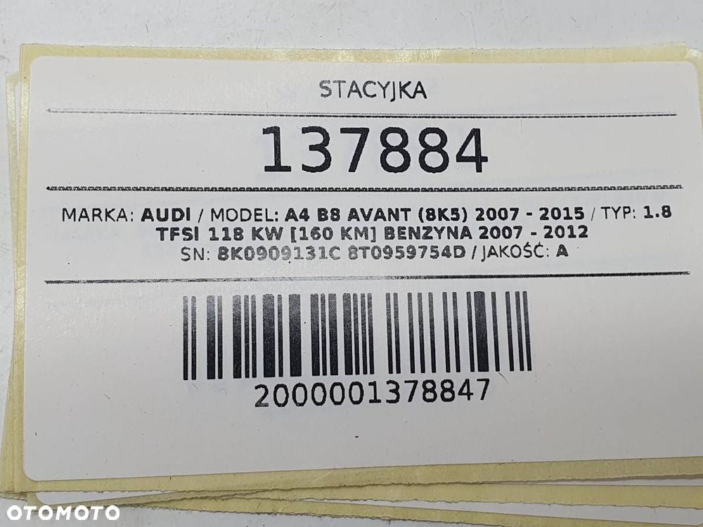 STACYJKA KLUCZYK KLUCZYKI AUDI A4 B8 8K0909131C 8T0959754D EUROPA KOMPLET - 5