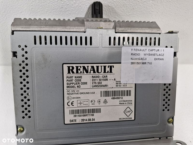 RENAULT CAPTUR 1 I RADIO WYŚWIETLACZ NAWIGACJI EKRAN NAVI 281150198R - 9