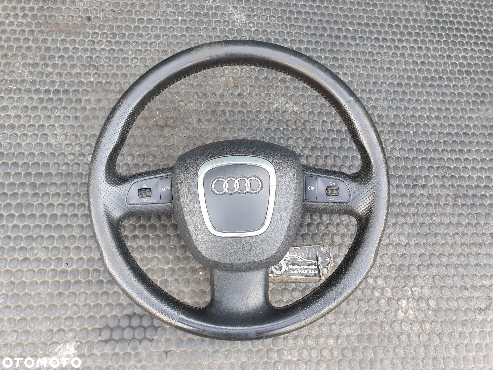 Kierownica Trzy 3 Ramienna Czarna Pikowana Skóra Air Bag Poduszka Wtyczka AUDI A4 B6 B7 - 1