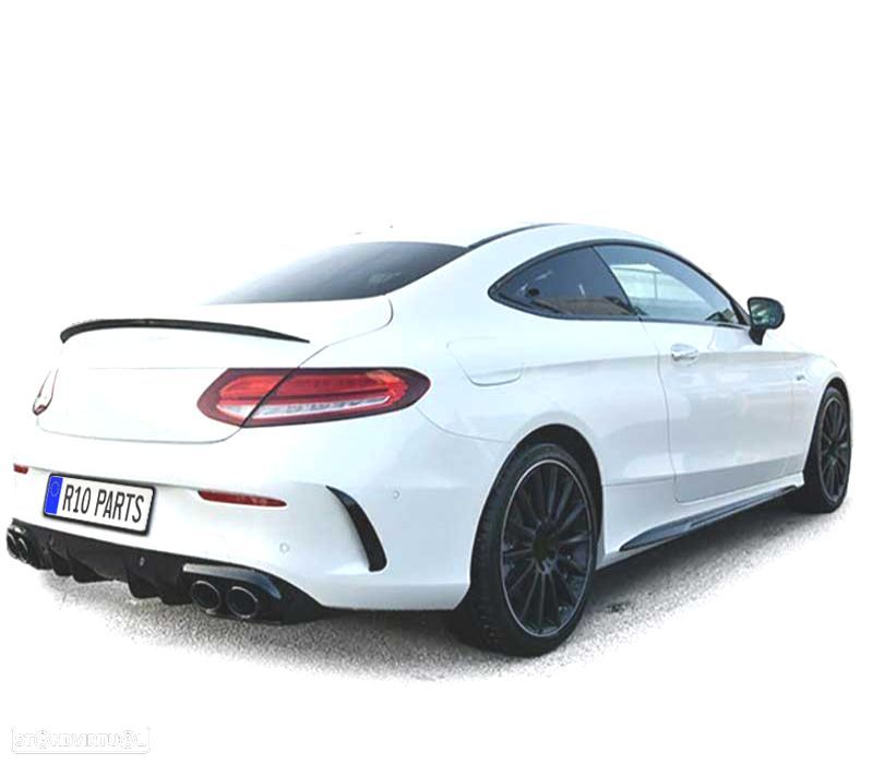 DIFUSOR MERCEDES CLASE C C205 COUPÉ 14-18 LOOK AMG PDC + PONTEIRAS DE ESCAPE PRETAS - 2
