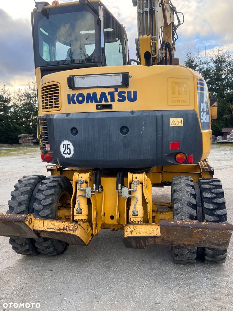 Komatsu Koparka kołowa KOMATSU 10ton PW98MR-8 4x4x4 plug podpory KLIMA 30km/h ramie Long 3xłamane skrętne 2012r bez DPF i ADBLUE 4cyl dodatk wyjścia hydr 51Kw 2osie skrętne pług stopy Cat TEREX Liebherr Wacker Pw 98 mr 8 11 prosto z importu - 9