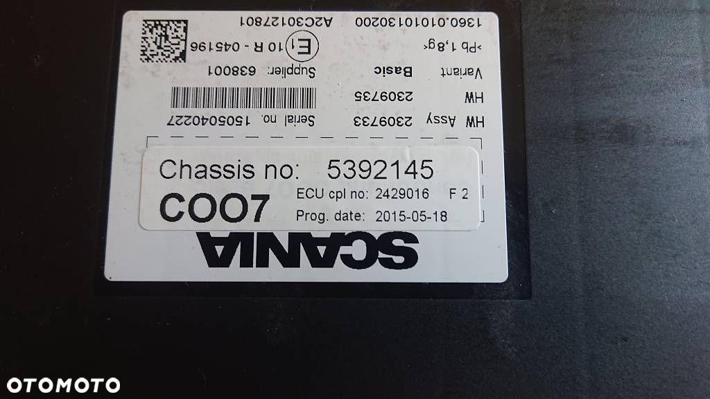 # SCANIA V8 R S XPI DC16 2015r KOMPUTER STEROWNIK MODUŁ KOORDYNATOR COO7 2429016 2309733 2309735 - 3