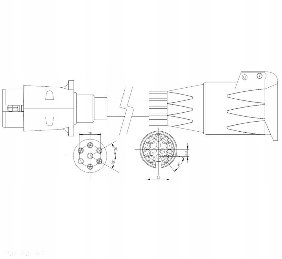 adapter z przewodem 13/7 pin 12v 0,75m - 4