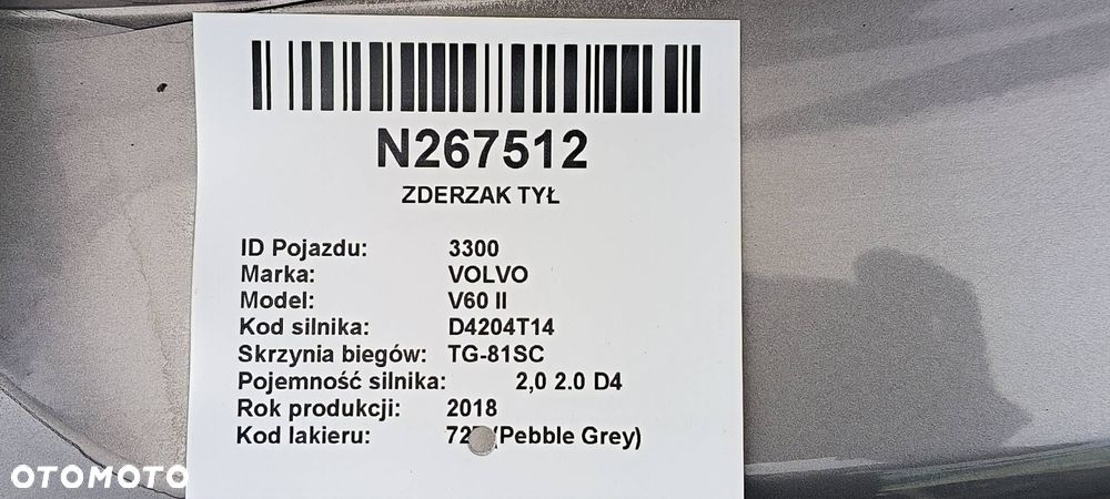 ZDERZAK TYŁ VOLVO V60 II 727 (PEBBLE GREY) - 7