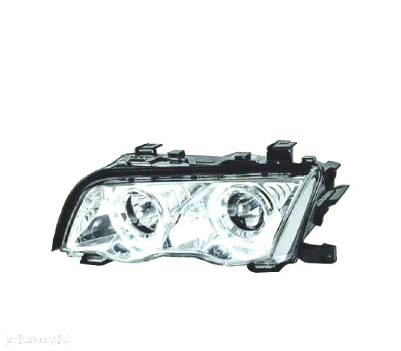 FARÓIS FRONTAIS BMW E46 98-01 BERLINA TOURING FONDO CROMADO - 1