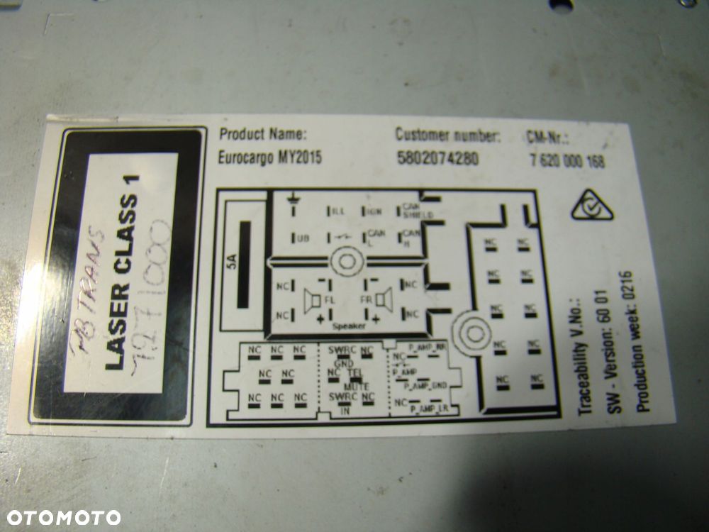 radio mp3 bluetooth oryginał iveco eurocargo 24 v bosch 5802074280 - 6