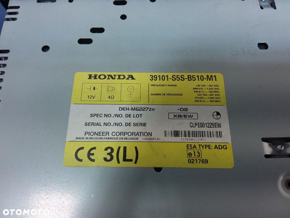 HONDA CIVIC VII RADIO CD OEM 39101-S5S-B510-M1 - 6