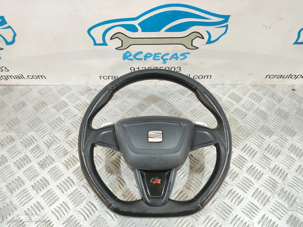 VOLANTE GUIADOR COMPLETO FLAT BOTTOM SEAT IBIZA IV 4 MK4 6J FR 6J0419091 PELE PERFURADA PATILHAS AIRBAG