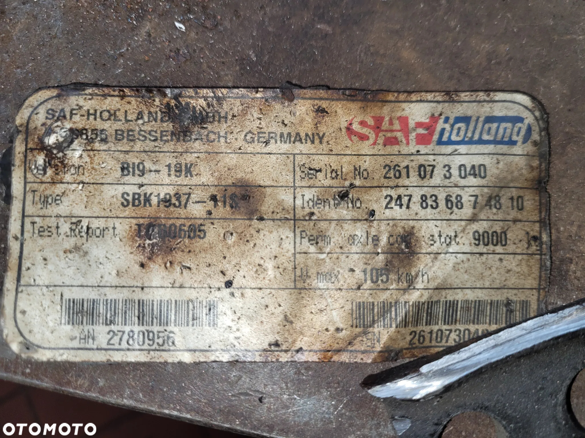 Oś osie SAF INTRAX na wahaczu  do naczepy Mega BI9-19K  SBK1937-11S - 7