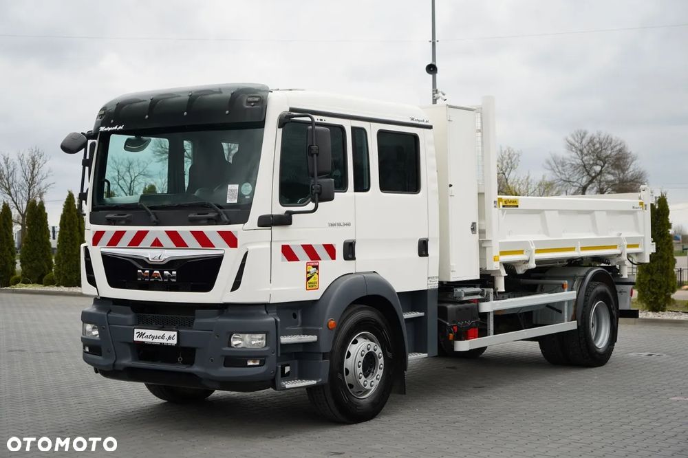 MAN TGM 18.340 / 4X2 / 3 STRONNA WYWROTKA / HYDROBURTA / BRYGADÓWKA 7 MIEJSC / BORDMATIC - 12