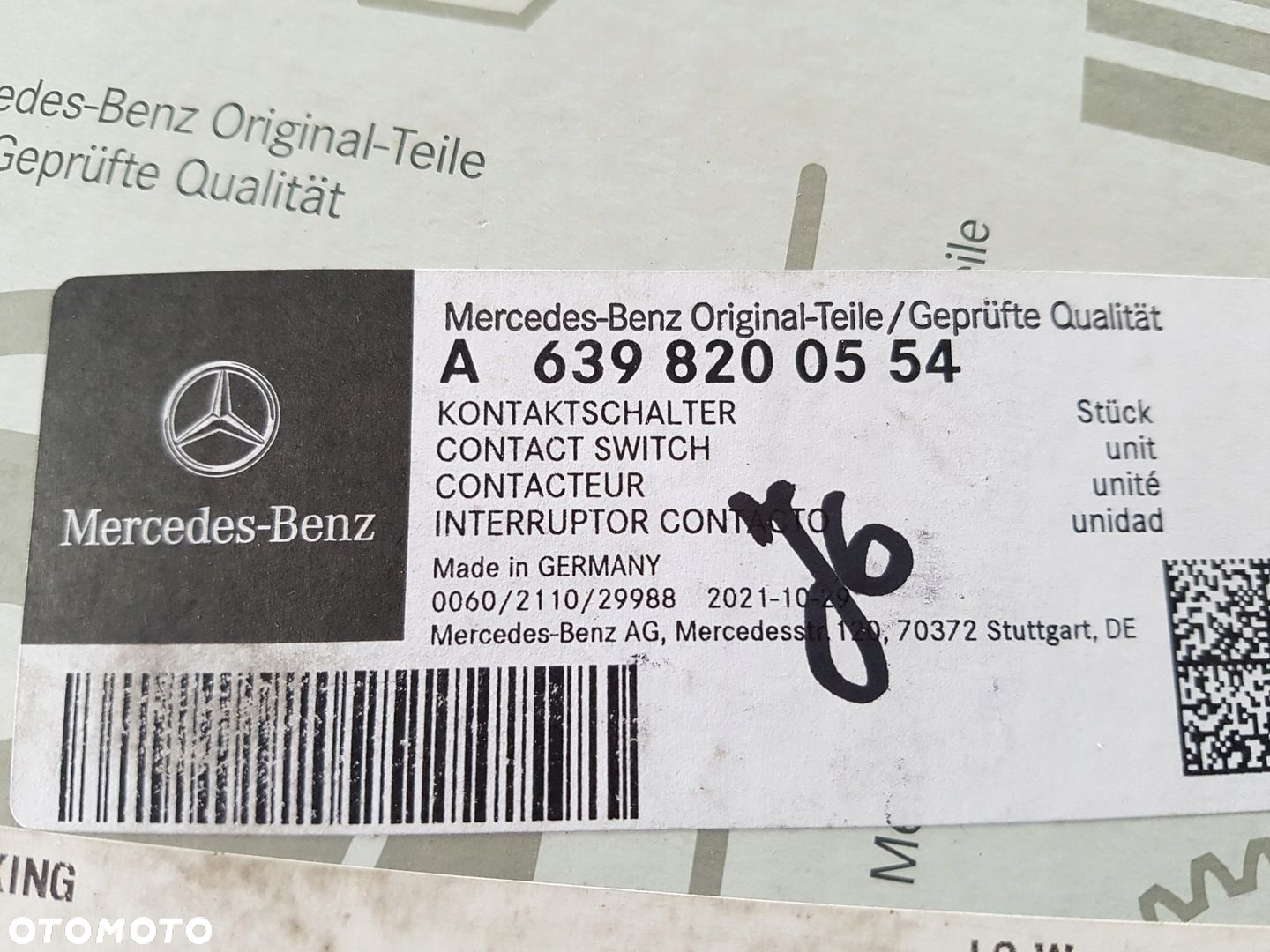 MERCEDES VITO przełącznik stykowy drzwi przesuwne A6398200554 - 3